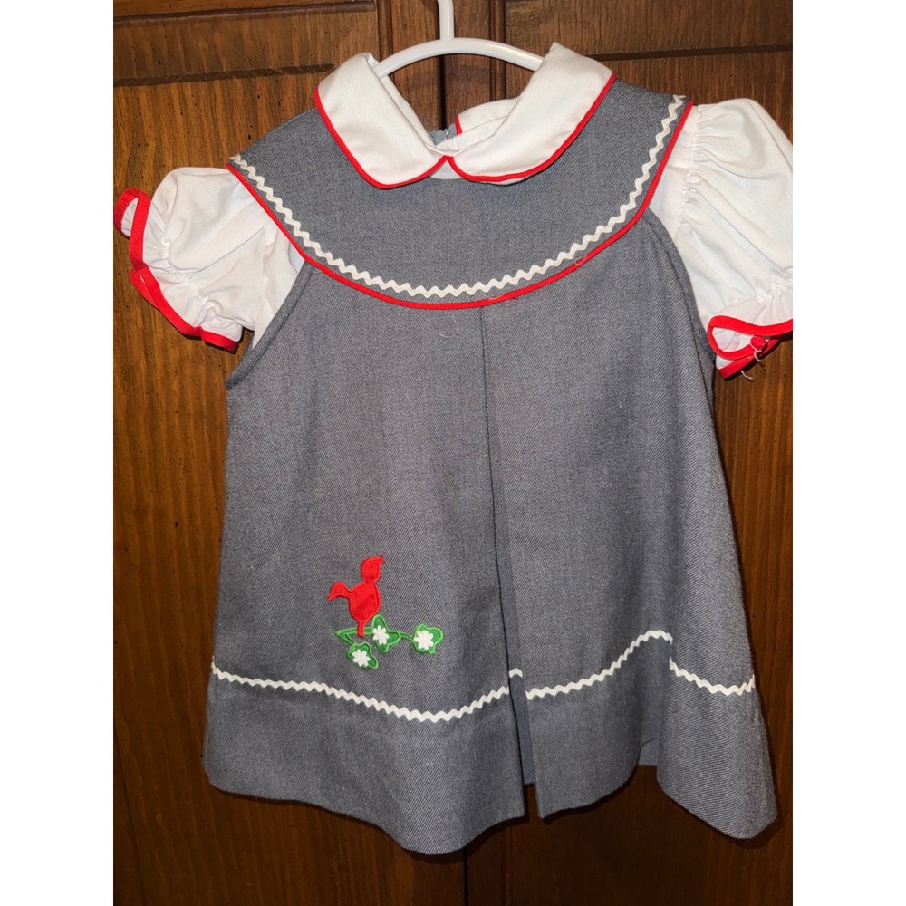 Beth Terrell by Johnston Toddler Girls Grey Bird Embroidered Jumper Set‎ 18-24M